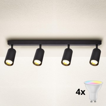 Brilagi - LED RGBW prigušiva spot svetiljka SELE 4xGU10/6W/230V 3000K crna + daljinski upravljač