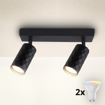 Brilagi - LED RGBW prigušiva spot svetiljka SELE DIAMANT 2xGU10/6W/230V 3000K crna + daljinski upravljač