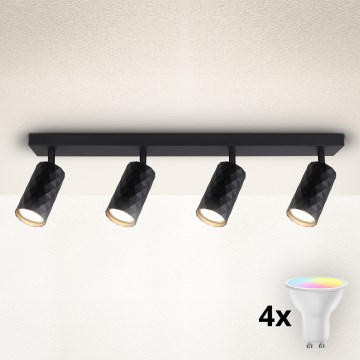 Brilagi - LED RGBW prigušiva spot svetiljka SELE DIAMANT 4xGU10/4,8W/230V 3000K crna + daljinski upravljač