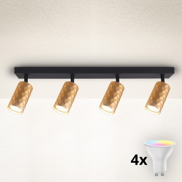 Brilagi - LED RGBW prigušiva spot svetiljka SELE DIAMANT 4xGU10/6W/230V 3000K zlatna + daljinski upravljač