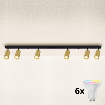 Brilagi - LED RGBW prigušiva spot svetiljka SELE GOLDEN 6xGU10/6,5W/230V 2700-6500K crna/zlatna
