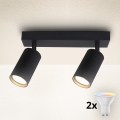 Brilagi - LED RGBW prigušiva spot svetiljka SELE MODERN 2xGU10/4,8W/230V 3000K crna + daljinski upravljač