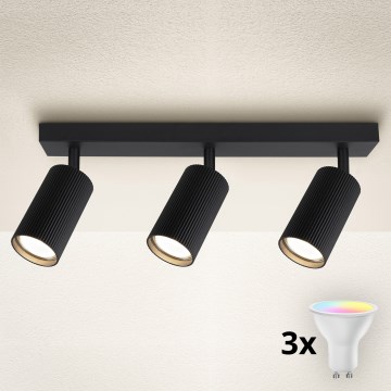 Brilagi - LED RGBW prigušiva spot svetiljka SELE MODERN 3xGU10/4,8W/230V 3000K crna + daljinski upravljač