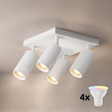 BRILAGI - LED RGBW prigušiva spot svetiljka SELE SQUARE 4xGU10/6,5W/230V 2700-6500K bela