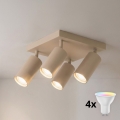 BRILAGI - LED RGBW prigušiva spot svetiljka SELE SQUARE 4xGU10/6,5W/230V 2700-6500K bež