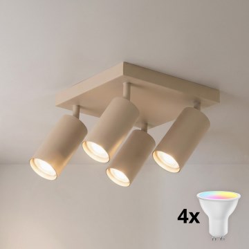 BRILAGI - LED RGBW prigušiva spot svetiljka SELE SQUARE 4xGU10/6,5W/230V 2700-6500K bež