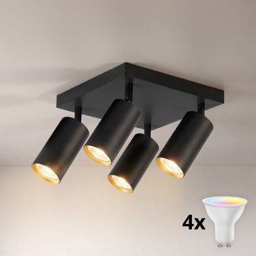 BRILAGI - LED RGBW prigušiva spot svetiljka SELE SQUARE 4xGU10/6,5W/230V 2700-6500K crna/zlatna