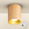 Brilagi - LED RGBW prigušiva spot svetiljka TRINE 1xGU10/4,8W/230V 3000K dekor hrasta + daljinski upravljač