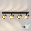 BRILAGI - LED RGBW prigušiva spot svetlo NUGGET 4xGU10/4,8W/230V 3000K crna/zlatna + daljinski upravljač