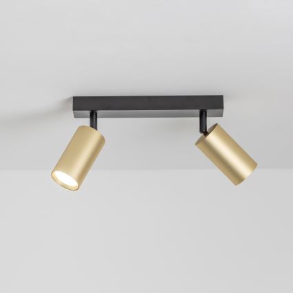 Brilagi - LED RGBW prigušiva spot svetiljka SELE GOLDEN 2xGU10/6W/230V 3000K crna/zlatna + daljinski upravljač
