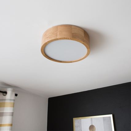 BRILAGI - LED RGBW prigušiva plafonska svetiljka CARVALHO 1xE27/12W/230V 2700-6500K hrast prečnik 27,5 cm