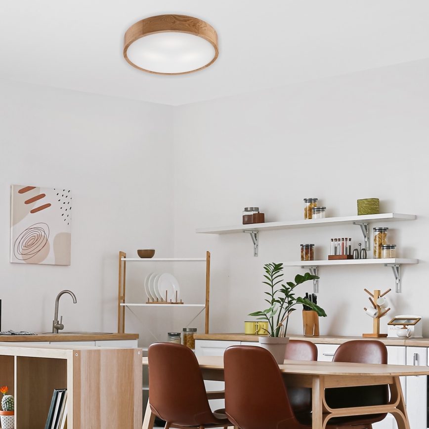 Brilagi - LED RGBW stropno svetlo CARVALHO, prigušiva, 3xE27/9W/230V 2700-6500K Wi-Fi hrast prečnik 47,5 cm