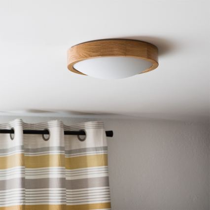 Brilagi - LED RGBW prigušiva plafonsko svetlo CARVALHO SLIM 1xE27/9W/230V 2700-6500K Wi-Fi hrast, prečnik 27 cm