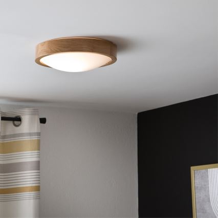 Brilagi - LED RGBW prigušiva plafonsko svetlo CARVALHO SLIM 1xE27/9W/230V 2700-6500K Wi-Fi hrast, prečnik 27 cm