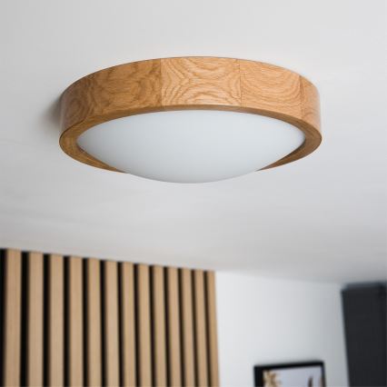 Brilagi - LED RGBW prigušiva plafonsko svetlo CARVALHO SLIM 1xE27/9W/230V 2700-6500K Wi-Fi hrast, prečnik 27 cm
