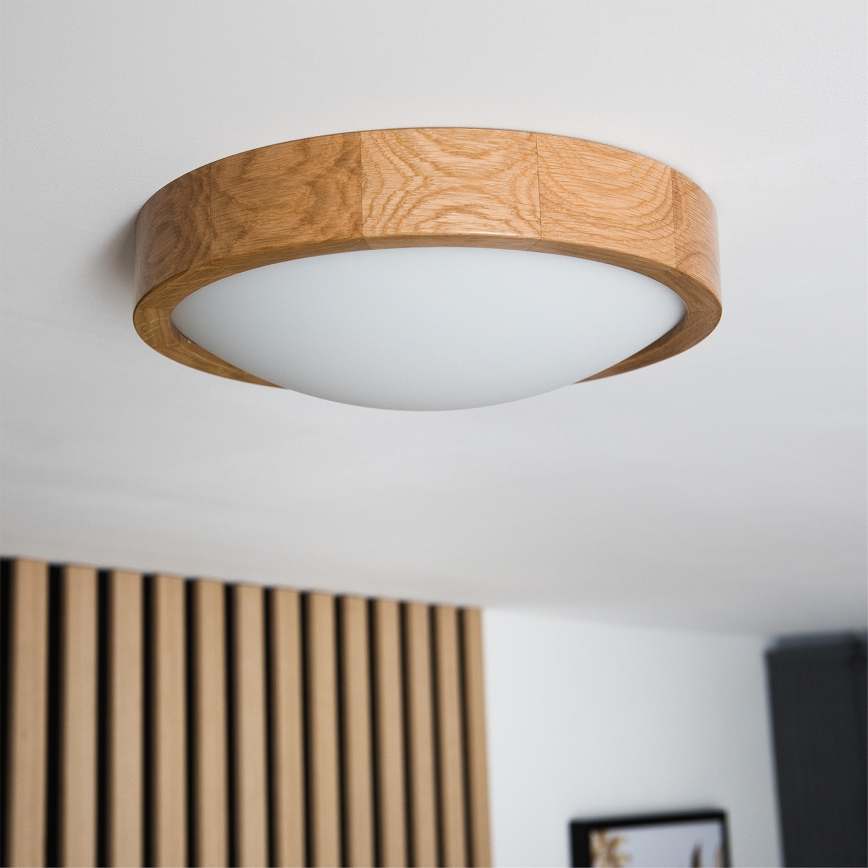 Brilagi - LED RGBW prigušiva plafonsko svetlo CARVALHO SLIM 1xE27/9W/230V 2700-6500K Wi-Fi hrast, prečnik 27 cm