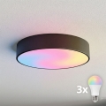 Brilagi - LED RGBW prigušiva stropna svetiljka CLARE 3xE27/9W/230V 2700-6500K prečnik 40 cm Wi‑Fi crna
