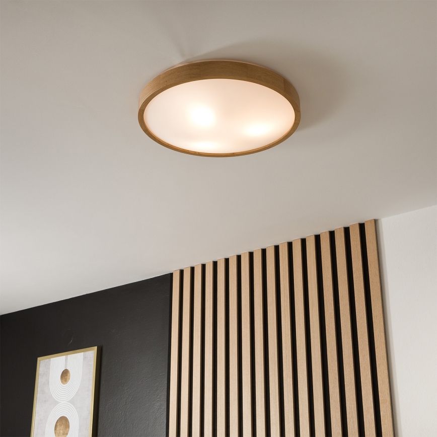 BRILAGI - LED RGBW prigušiva stropna lampa CARVALHO SLIM 3xE27/12W/230V 2700-6500K hrast, prečnik 47 cm