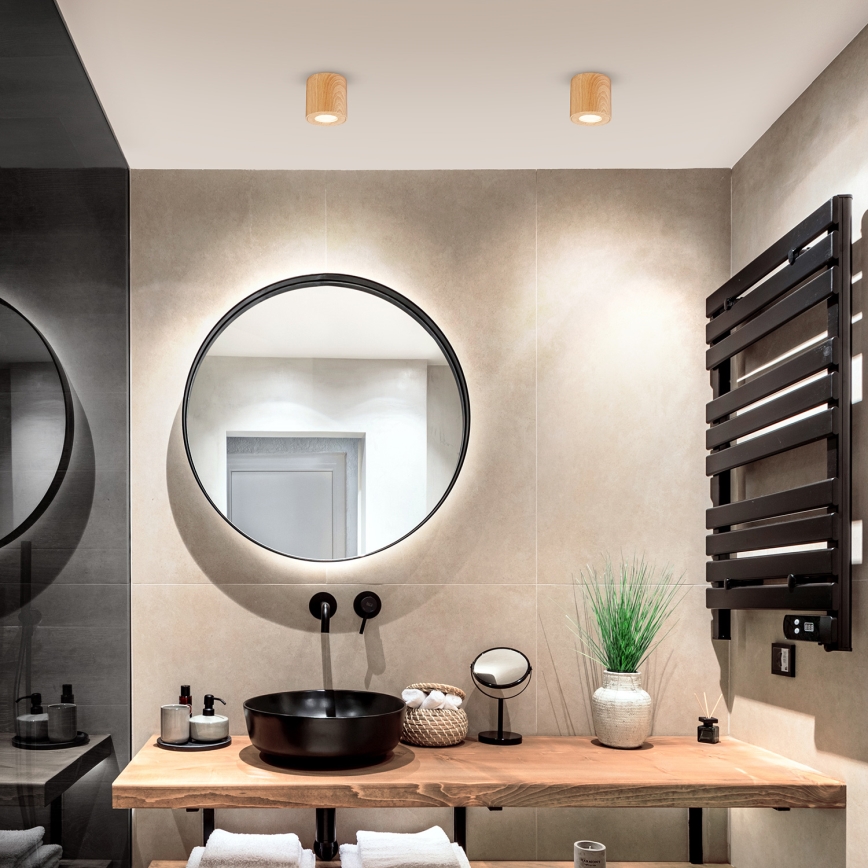 Brilagi - LED RGBW prigušiva kupatilska lampa MIA 1xGU10/30W/230V 3000K Wi-Fi 84x80 mm dekor hrasta IP44