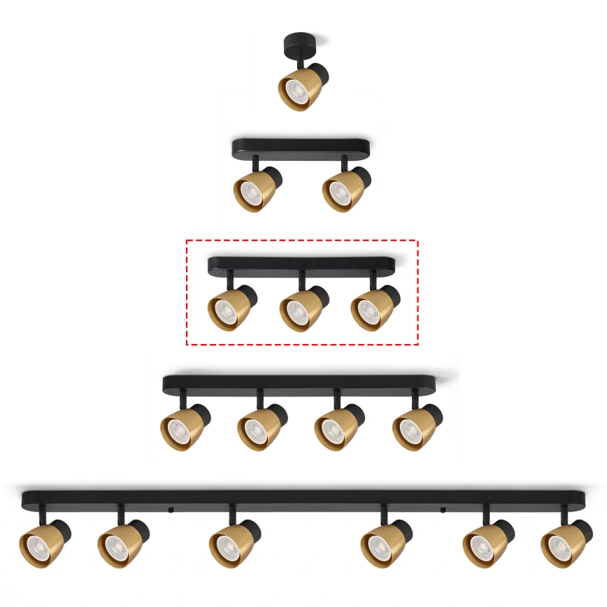 Brilagi - LED RGBW prigušiva ugradna spot svetiljka NUGGET 3xGU10/6W/230V crna/zlatna