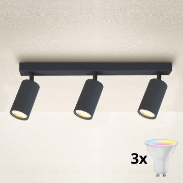 Brilagi - LED RGBW prigušiva ugradna spot svetiljka SELE 3xGU10/4,8W/230V 3000K antracit + daljinski upravljač