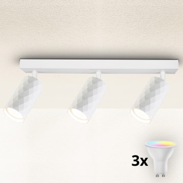 Brilagi - LED RGBW prigušiva ugradna spot svetiljka SELE DIAMANT 3xGU10/4,8W/230V 3000K bela + daljinski upravljač