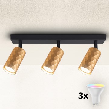 Brilagi - LED RGBW prigušiva ugradna spot svetiljka SELE DIAMANT 3xGU10/4,8W/230V 3000K zlatna + daljinski upravljač