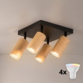 BRILAGI - LED RGBW prigušiva ugradna spot svetiljka SELE SQUARE 4xGU10/6,5W/230V 2700-6500K crna/dekor hrasta