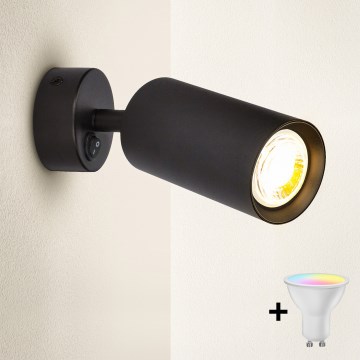 Brilagi - LED RGBW prigušiva zidna spot lampa SELE 1xGU10/6W/230V 3000K crna + daljinski upravljač
