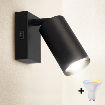 Brilagi - LED RGBW prigušiva zidna spot svetiljka SELE 1xGU10/4,8W/230V 3000K crna + daljinski upravljač