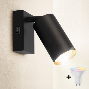 Brilagi - LED RGBW prigušiva zidna spot svetiljka SELE 1xGU10/4,8W/230V 3000K crna/zlatna + daljinski upravljač