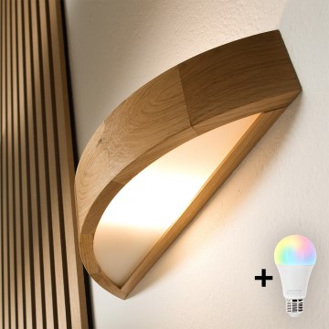 Brilagi - LED RGBW prigušiva zidna svetiljka CARVALHO 1xE27/9W/230V 2700-6500K Wi-Fi hrast