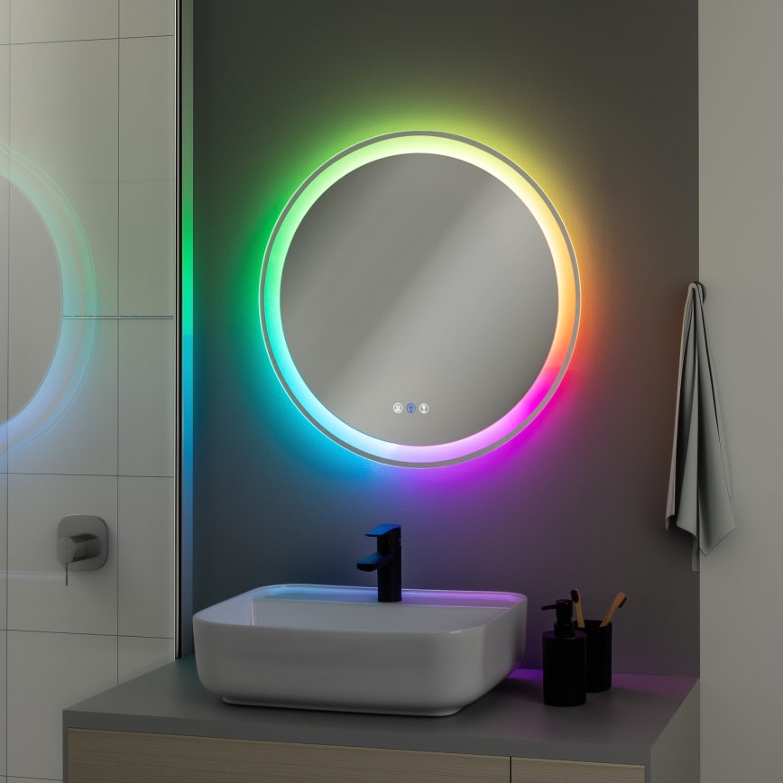 Brilagi - LED RGBW grejano ogledalo za kupatilo AVA PRO LED/18W/230V, prečnik 60 cm, IP44, CRI 90, prigušiva + CCT