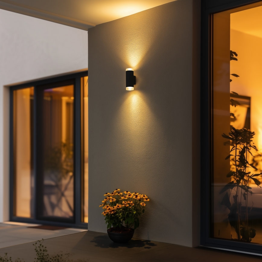 Brilagi - LED RGBW prigušiva spoljašnja zidna svetiljka MATERA 2xGU10/6W/230V 3000K IP54 crna + daljinsko upravljanje