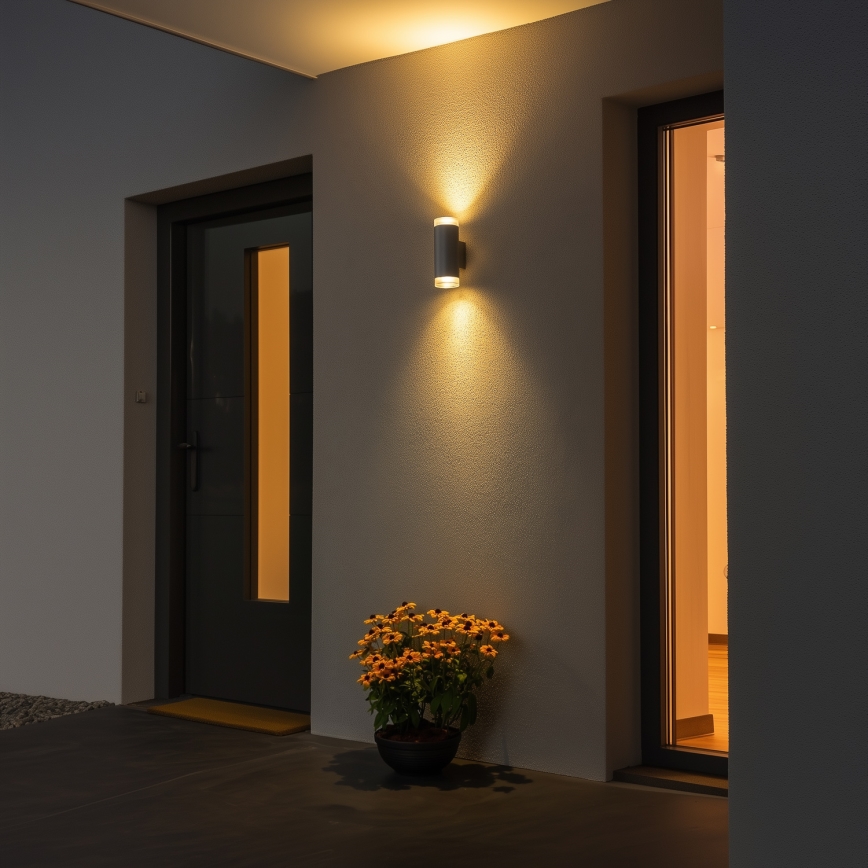 Brilagi - LED RGBW prigušiva spoljna zidna svetiljka MATERA 2xGU10/6W/230V 3000K IP54 siva + daljinski upravljač