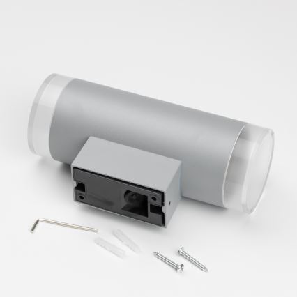 Brilagi - LED RGBW prigušiva spoljna zidna svetiljka MATERA 2xGU10/6W/230V 3000K IP54 siva + daljinski upravljač