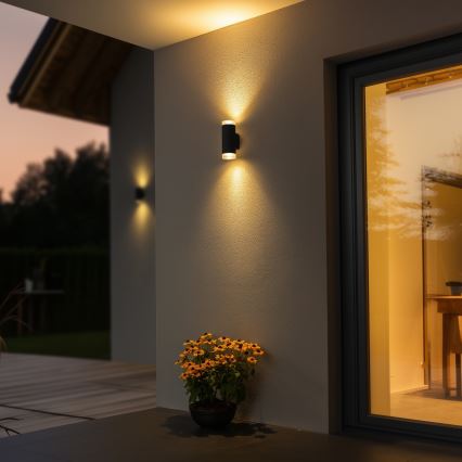 Brilagi - LED RGBW prigušiva spoljna zidna svetiljka MATERA 2xGU10/4,8W/230V 3000K IP54 antracit + daljinski upravljač