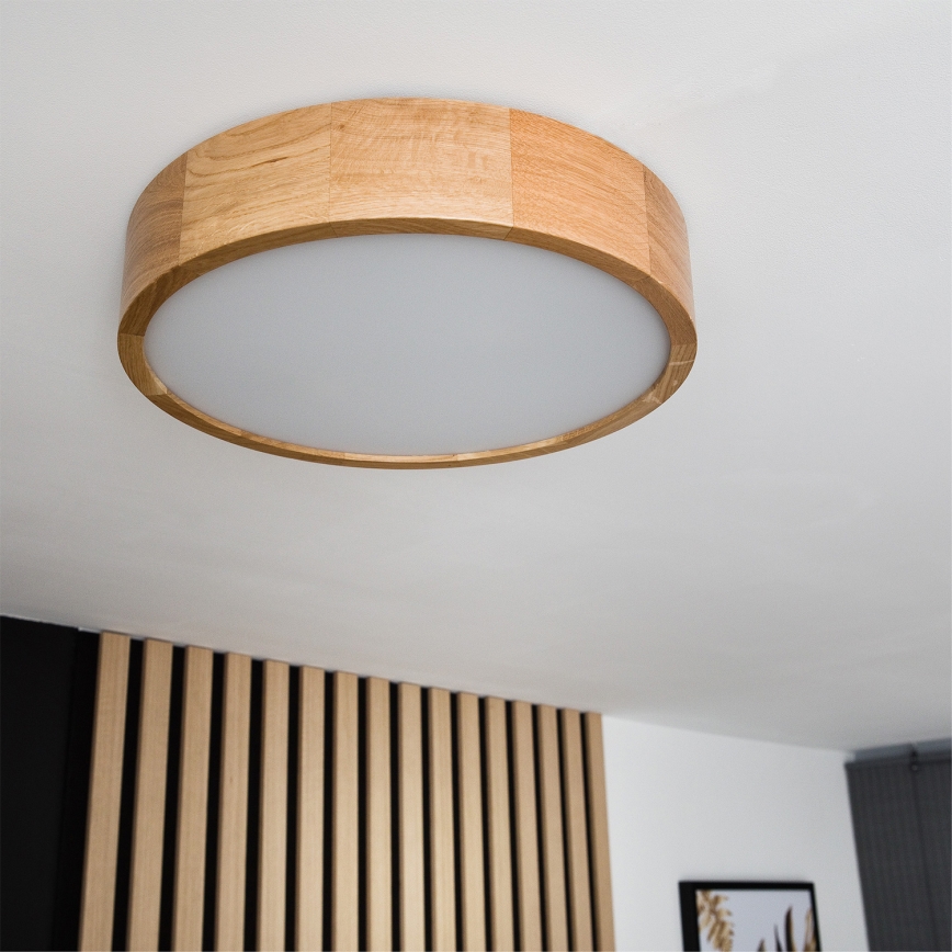Brilagi - LED RGBW prigušiva stropna svetiljka CARVALHO 2xE27/15W/230V 2700-6500K Wi-Fi hrast prečnik 37,5 cm