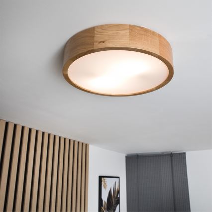 Brilagi - LED RGBW prigušiva stropna svetiljka CARVALHO 2xE27/15W/230V 2700-6500K Wi-Fi hrast prečnik 37,5 cm