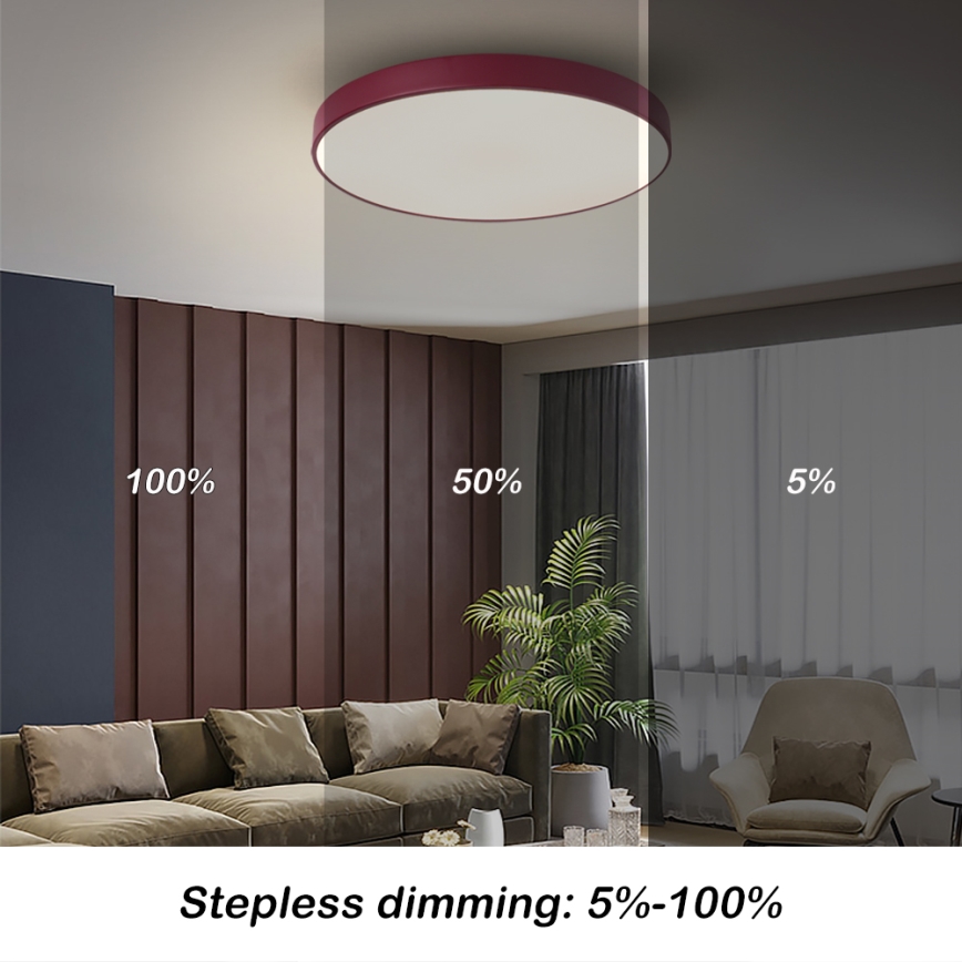 Brilagi - LED prigušiva stropna lampa POOL LED/60W/230V 3000-6000K prečnik 50 cm bordo + daljinski upravljač