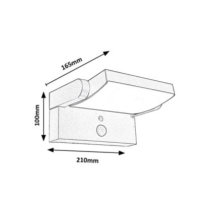 Brilagi - LED solarno zidno svetlo sa senzorom pokreta i sumraka ANKLE LED/10W/3,7V 3000 mAh 3000K IP65 antracit