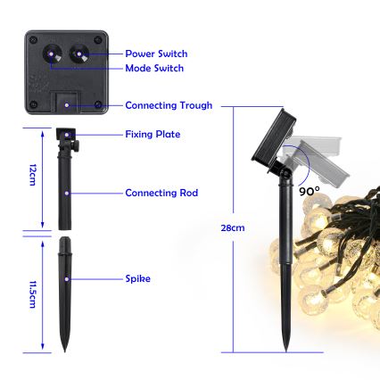 Brilagi - LED solarni dekorativni lanac BUBBLE 200xLED/8 funkcija 20 m IP65 topla bela 800 mAh