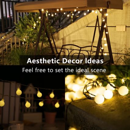 Brilagi - LED solarna dekorativna girlanda BUBBLE 200xLED/8 funkcija 20m IP65 topla bela 800 mAh