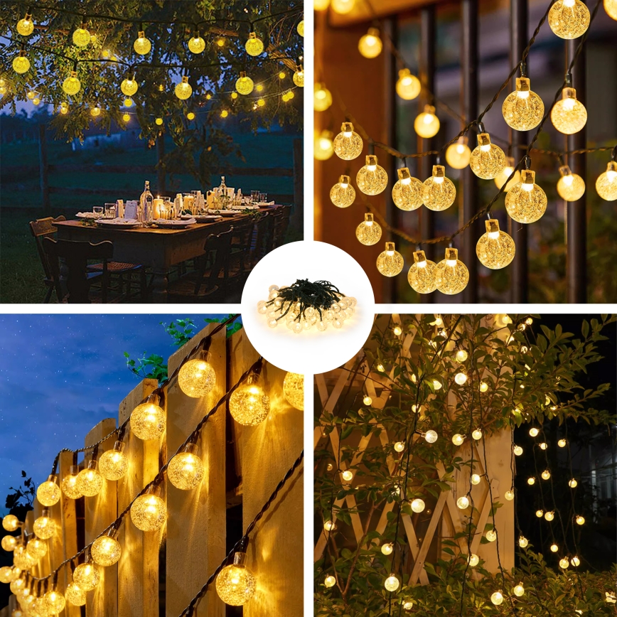Brilagi - LED solarni dekorativni niz BUBBLE 50xLED/8 funkcija 7m IP65 topla bela 600 mAh