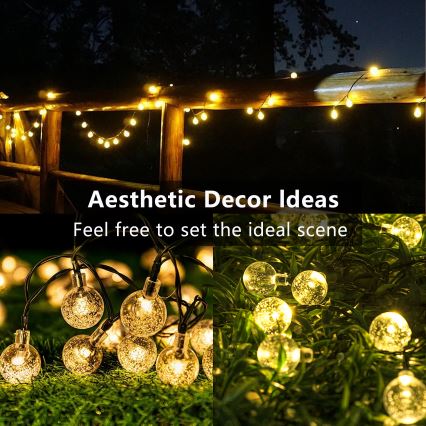 Brilagi - LED solarni dekorativni niz BUBBLE 50xLED/8 funkcija 7m IP65 topla bela 600 mAh