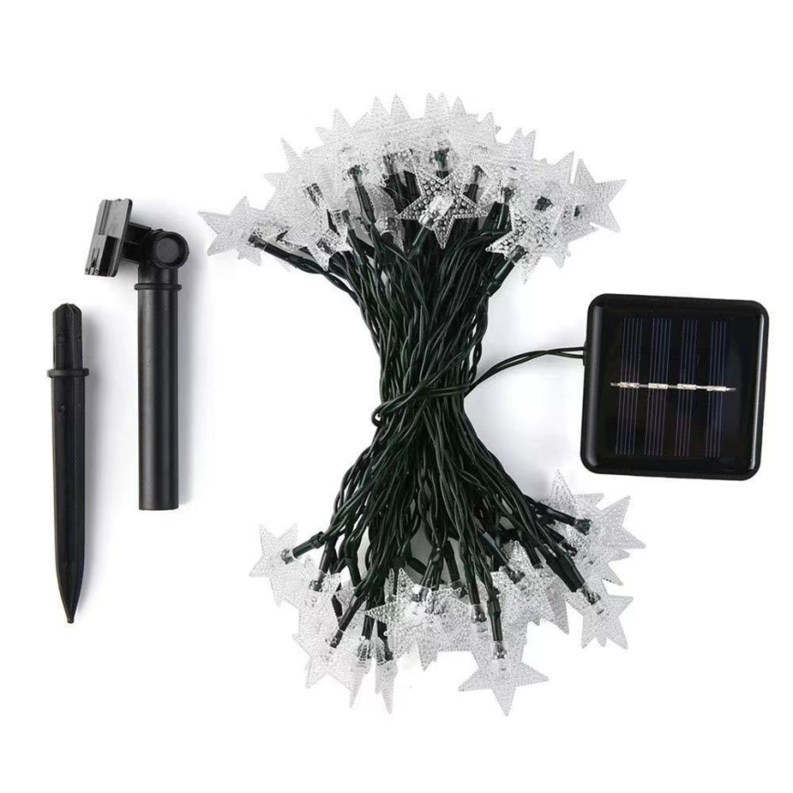 Brilagi - LED solarni dekorativni lanac STARS 50xLED/8 funkcija 7m IP65 topla bela 600 mAh