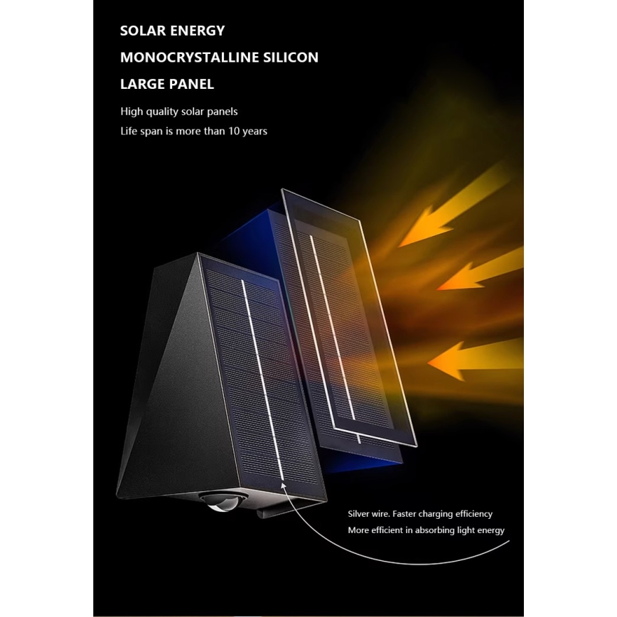 Brilagi - LED solarno zidno svetlo PYRAMID LED/2W/3,2V 1300 mAh IP54