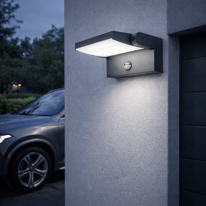 Brilagi - LED solarno zidno svetlo sa senzorom pokreta i sumraka ANKLE LED/10W/3,7V 3000 mAh 4000K IP65 antracit