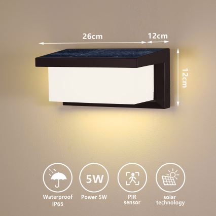 Brilagi - LED solarno zidno svetlo sa senzorom pokreta i sumraka BRICKY LED/5W/6V 4000 mAh IP65