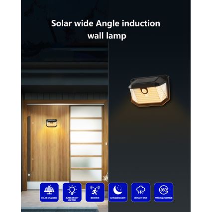 Brilagi - LED solarno zidno svetlo WALLIE sa senzorom pokreta i sumraka LED/4W/5,5V 1200 mAh 3000K IP65